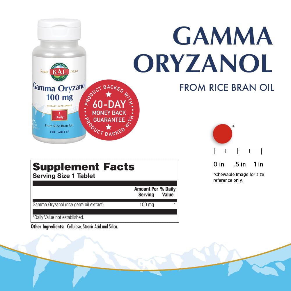 KAL Gamma Oryzanol 100 mg Tablets, 100 Count