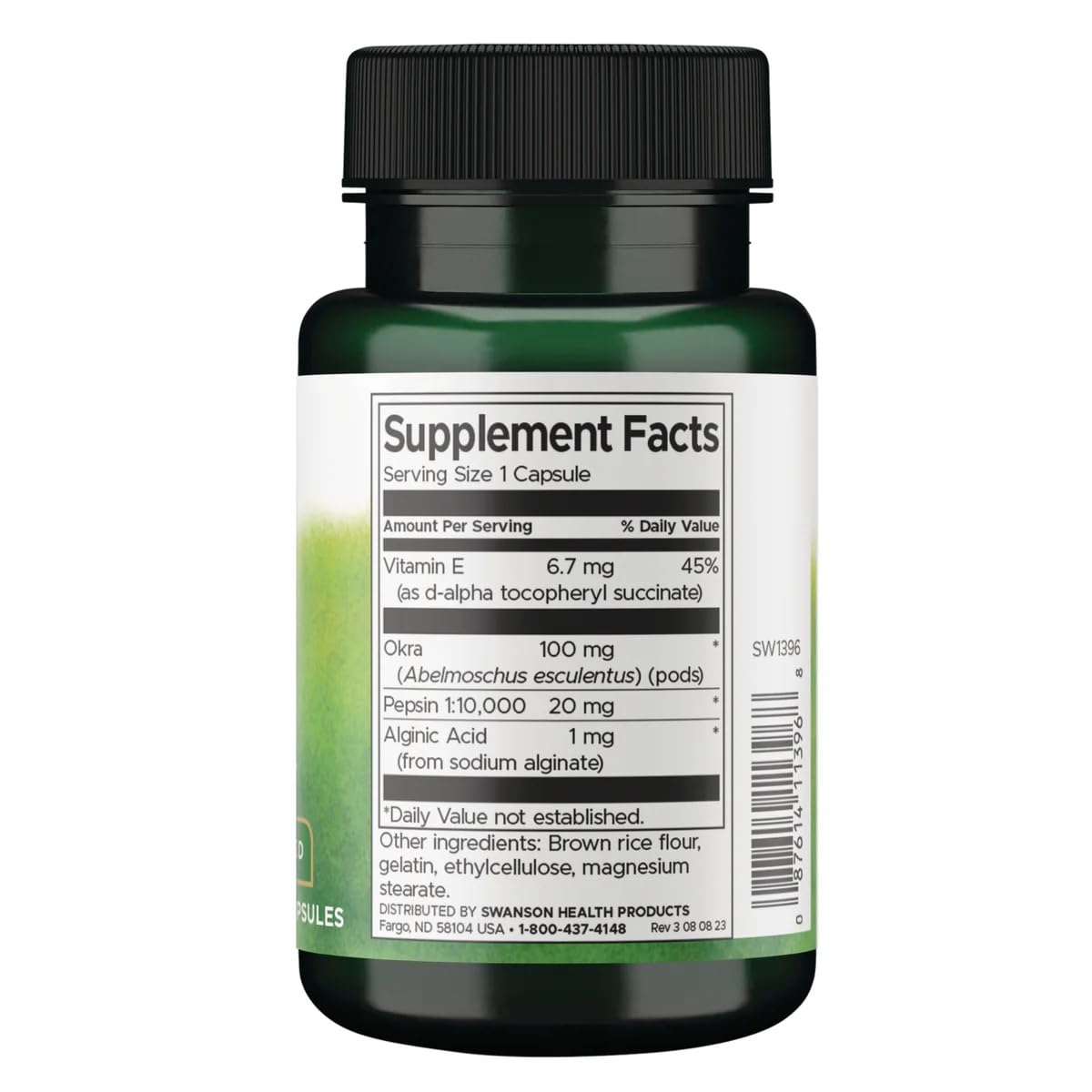 Swanson Pepsin & Okra Capsules 180