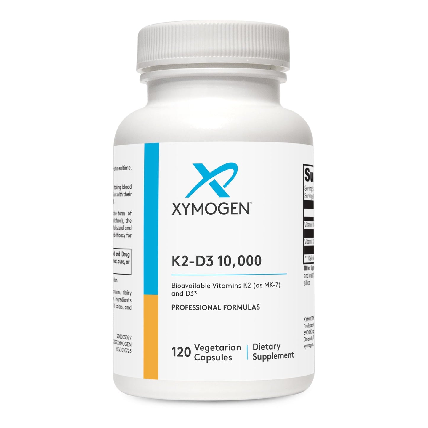 XYMOGEN K2-D3 10000 Vitamin D3 K2 Supplement for Immune, Bone & Cardiovascular Support 120 Capsules