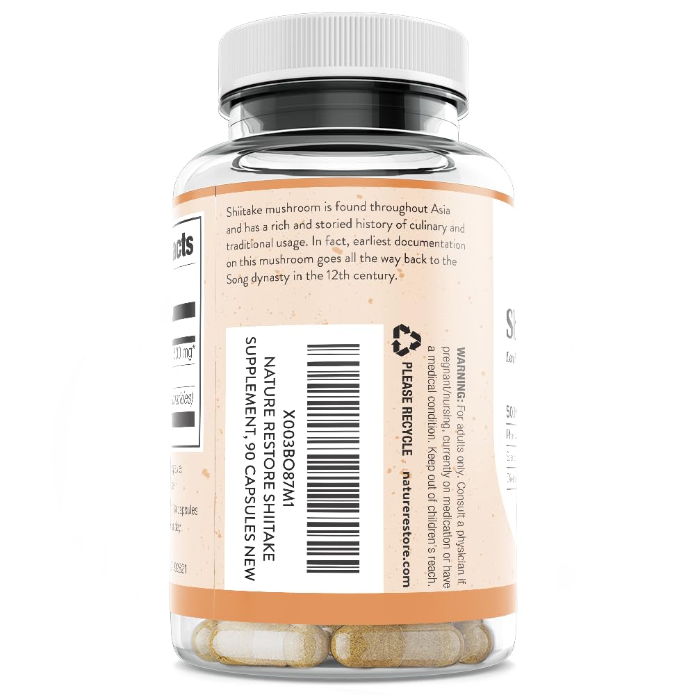 Nature Restore Shiitake Mushroom Extract Supplement Capsules, 90 Count