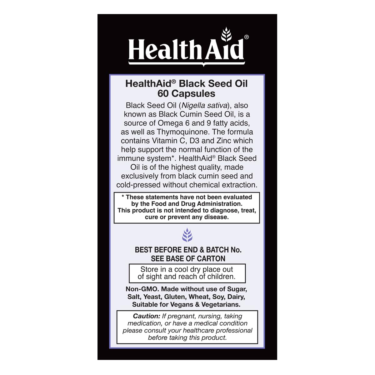 HealthAid Black Seed Oil Capsules 30 Count