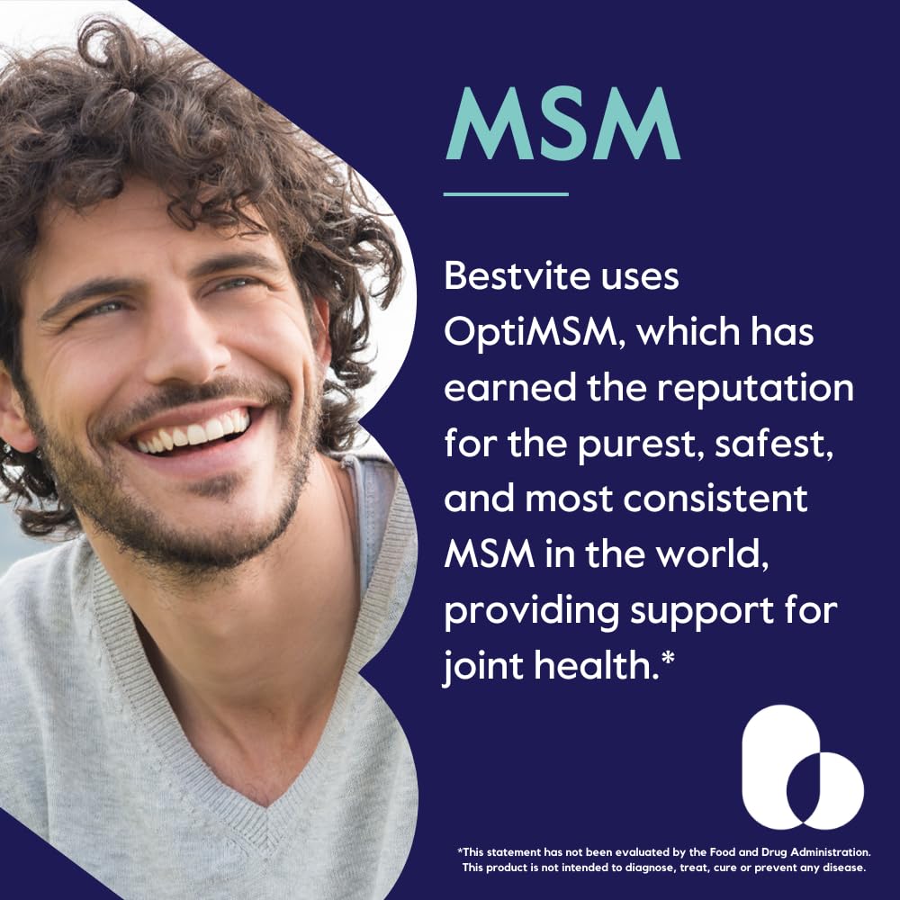 BESTVITE MSM 1000mg Made with OptiMSM Capsules 240