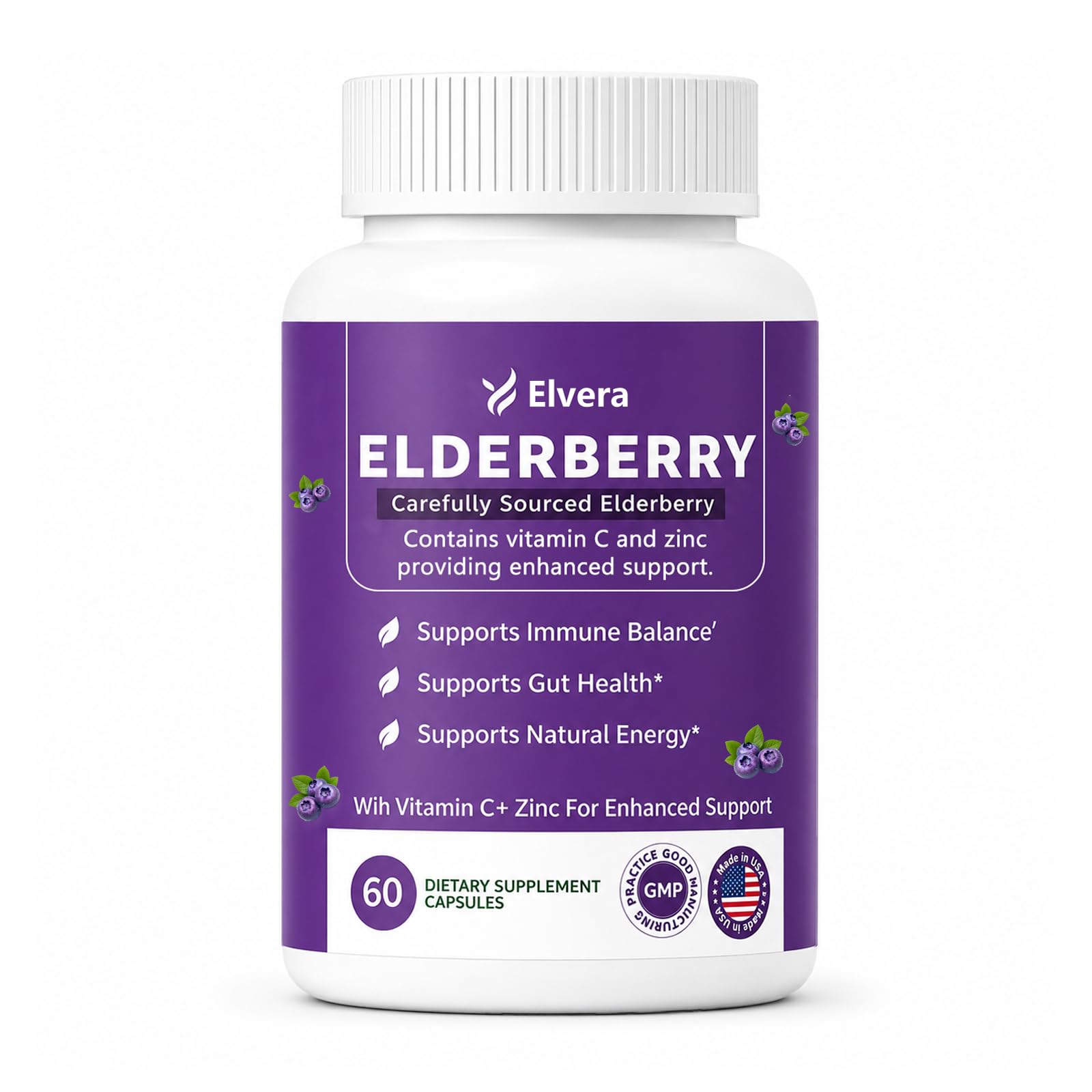 VUXON Elvera Elderberry Gut Support Soft Capsules, 120 Count