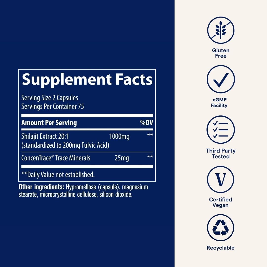 Trace Minerals Shilajit Capsules 150 Count