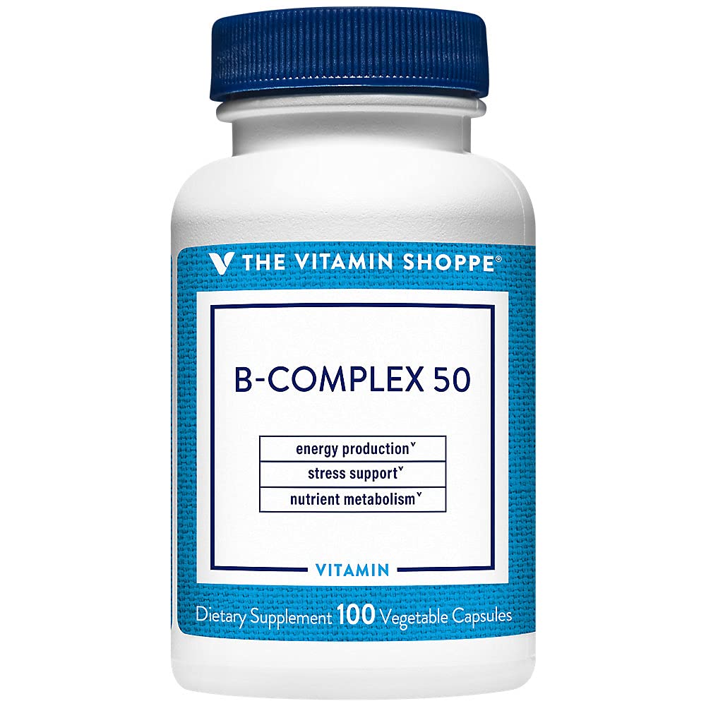 The Vitamin Shoppe Vitamin B-Complex - Energy Metabolism & Nervous System Support, Complete B Vitamins, Vegetarian Capsules, 1 Count