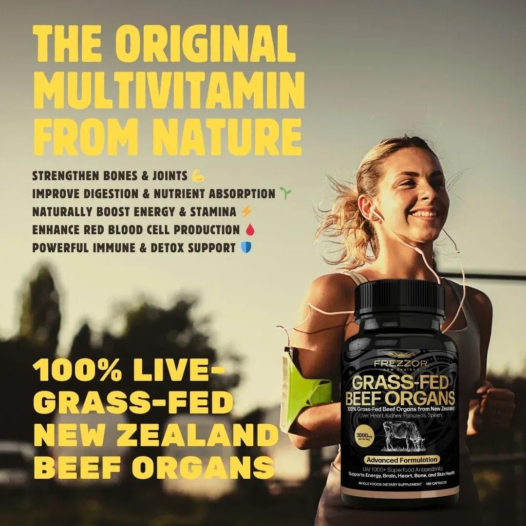 FREZZOR New Zealand 100% Live-Grass-Fed Beef Organs Complex 180 Capsules