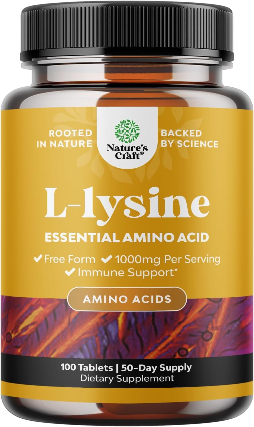 Natures Craft L-Lysine Free Form 1000mg per Serving Tablet 100 Count