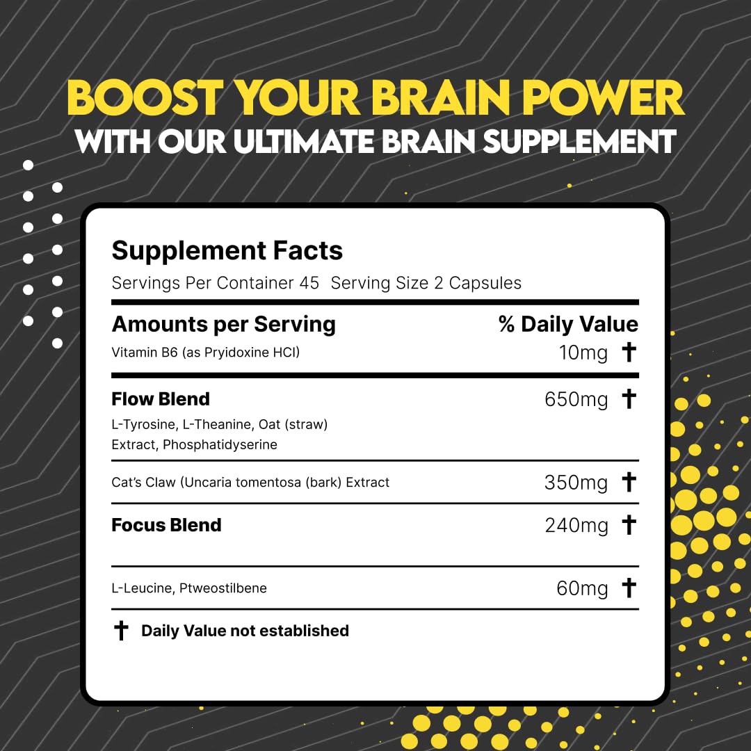 UTOYA Nootropics Brain Support Supplement Capsules, 90 Count