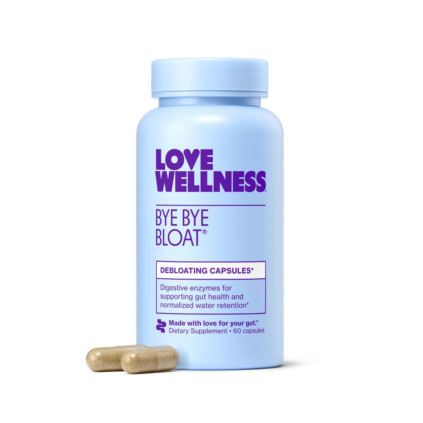 Love Wellness Bye Bye Bloat Digestive Enzymes Capsules 60 Count