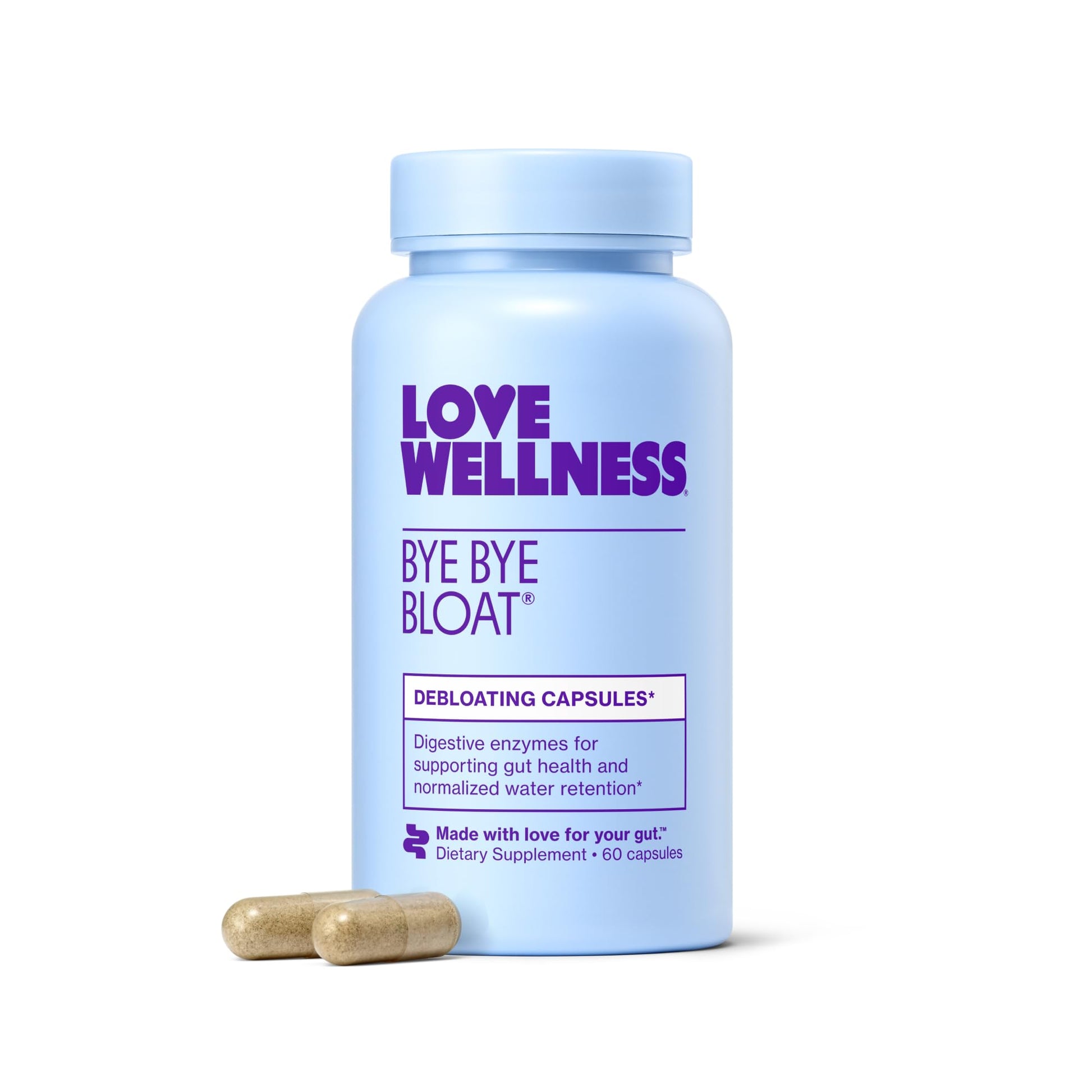 Love Wellness Bye Bye Bloat Digestive Enzymes Capsules 60 Count