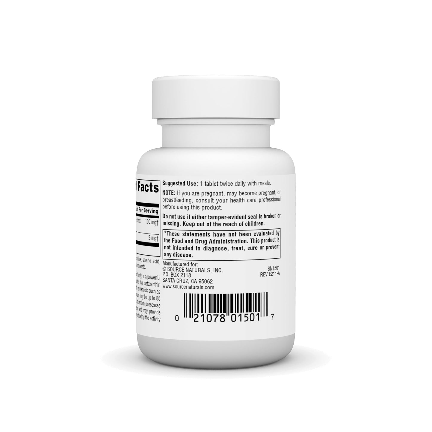 Source Naturals Astaxanthin Antioxidant Carotenoid 2mg Tablet, 60 Tablets