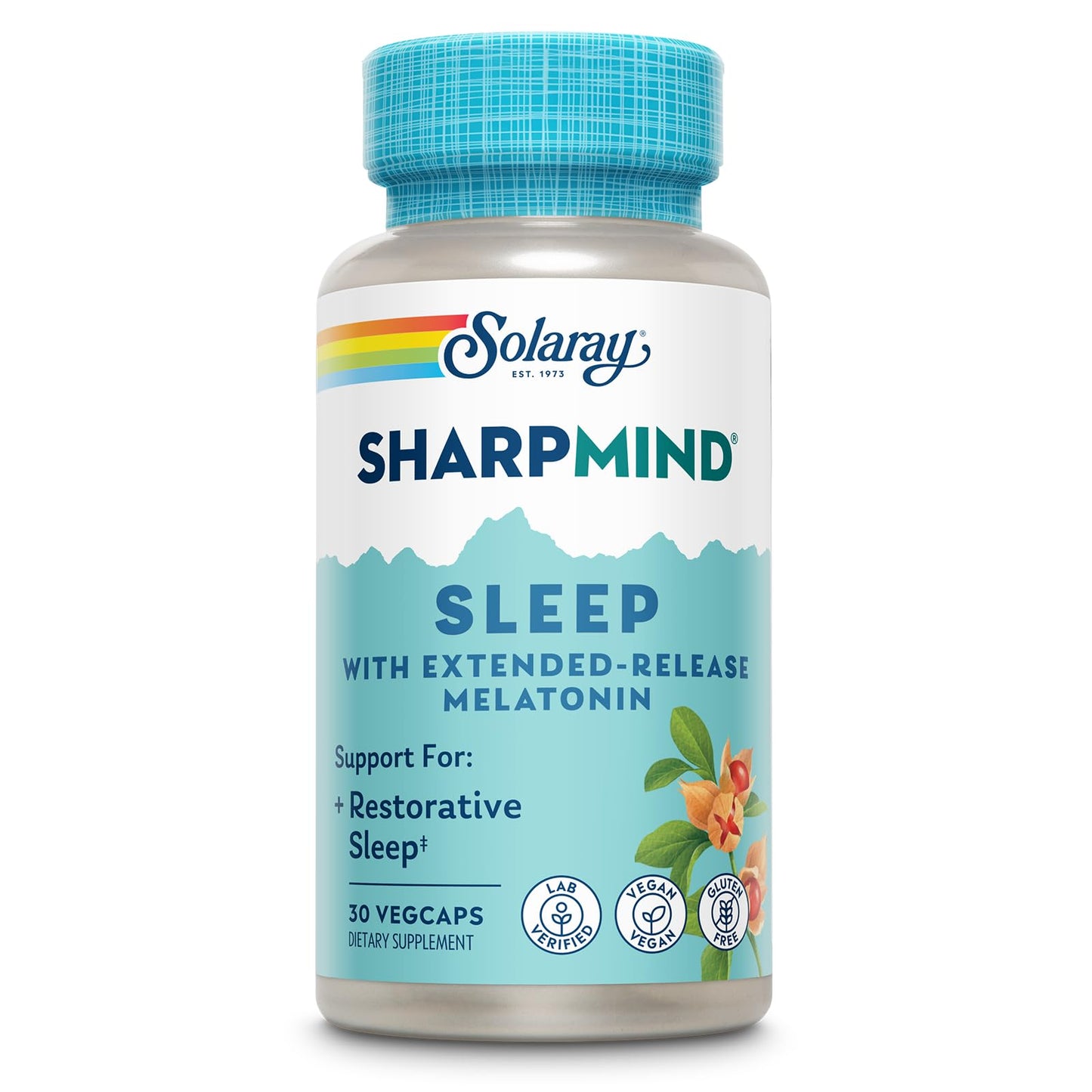 SOLARAY SharpMind Sleep, Nootropic Sleep Aid Formula - Nootropics Brain Support Supplement for a Calm Mood and Healthy Sleep with Slow Release Melatonin 3mg - 30 VegCaps