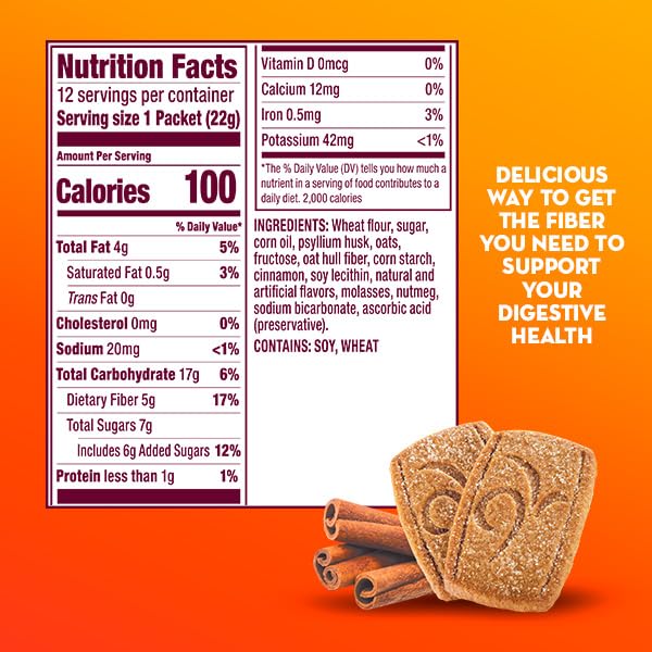 Metamucil Fiber Thins Caplets Cinnamon Spice Plant Based Psyllium Husk, 5g Fiber per Serving, Supports Digestive Health, 24 Caplets
