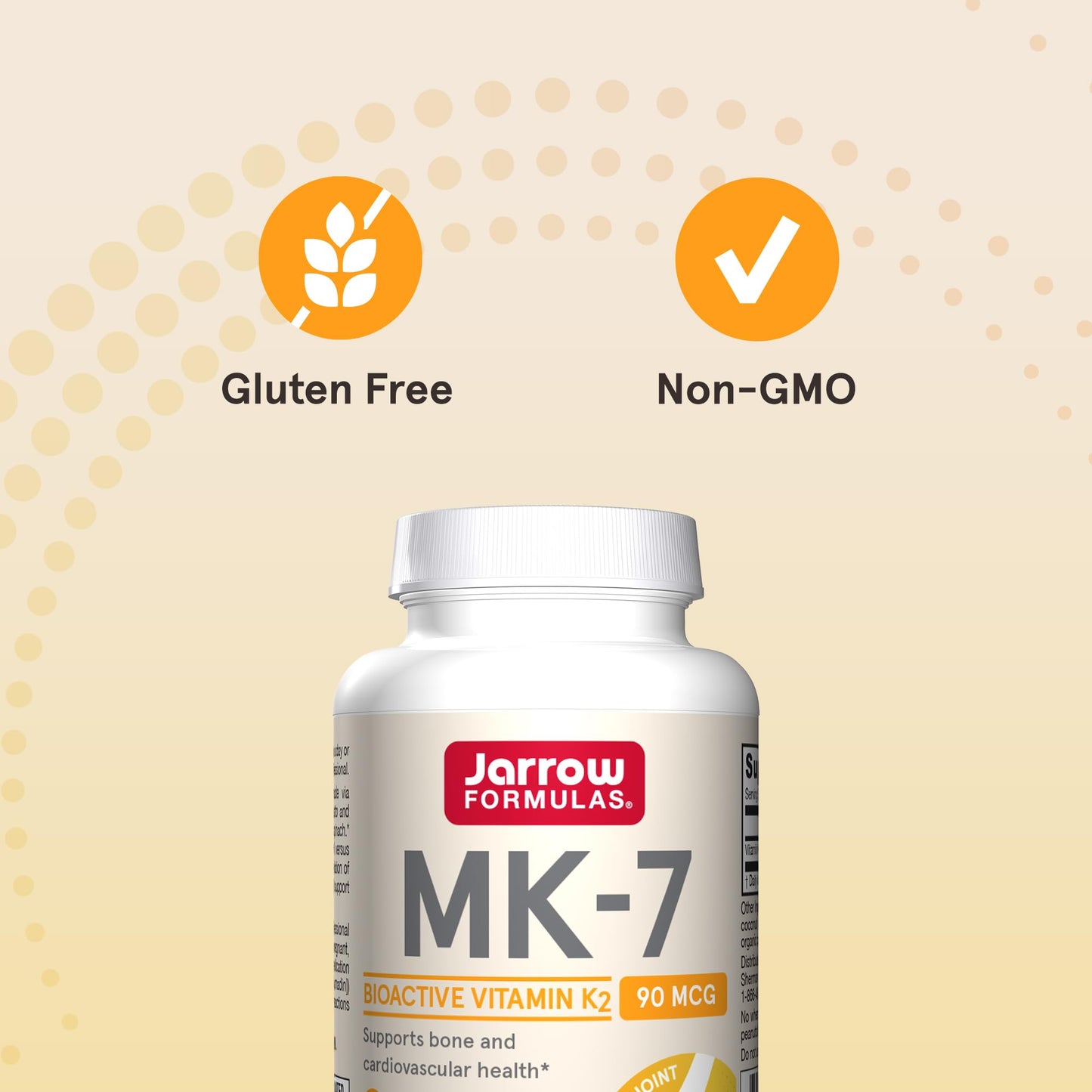 Jarrow Formulas MK-7 90 mcg Bioactive Form of Vitamin K2 Softgels, 90 Softgels