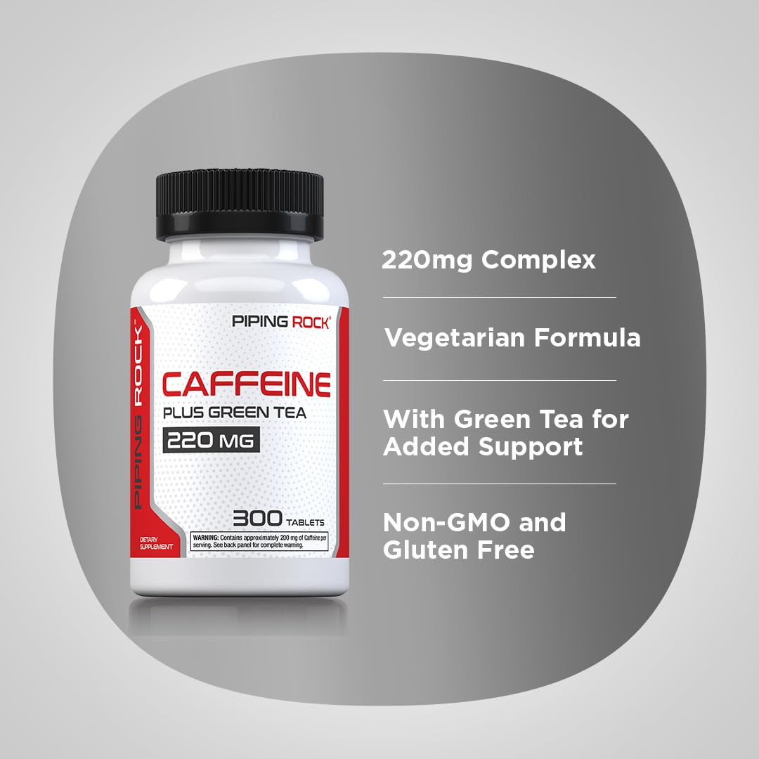 Piping Rock Caffeine Pills 220mg Tablet, 300 Tablets
