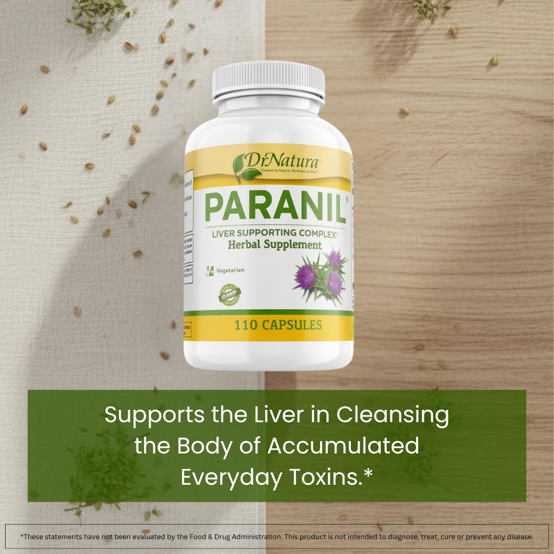 DrNatura Paranil Liver & Colon Cleanse - 17 Herbal Complex with Milk Thistle for Detoxification, 110 Vegetarian Capsules