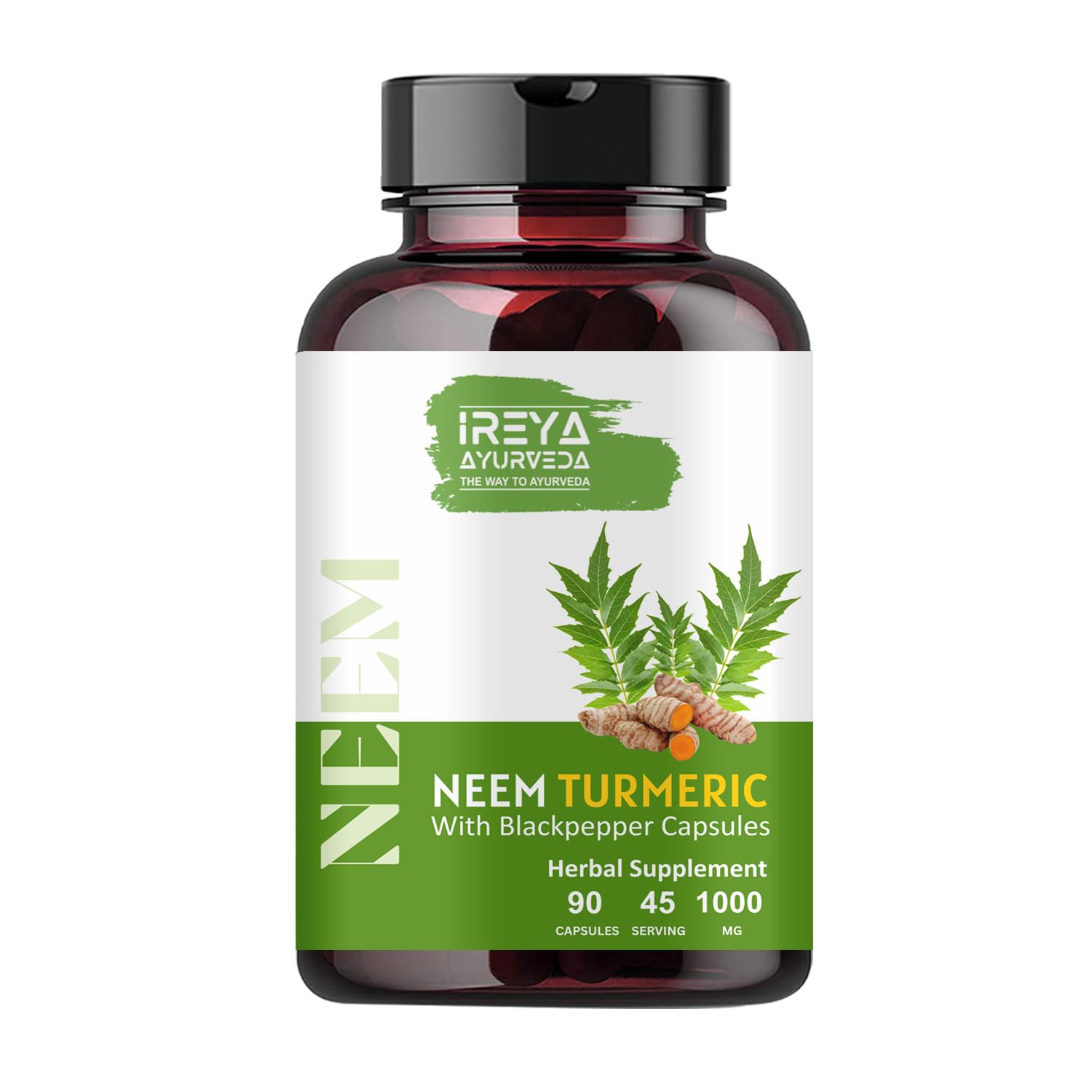 Ireya Ayurveda Neem & Turmeric Capsules, Capsule, 90 Count