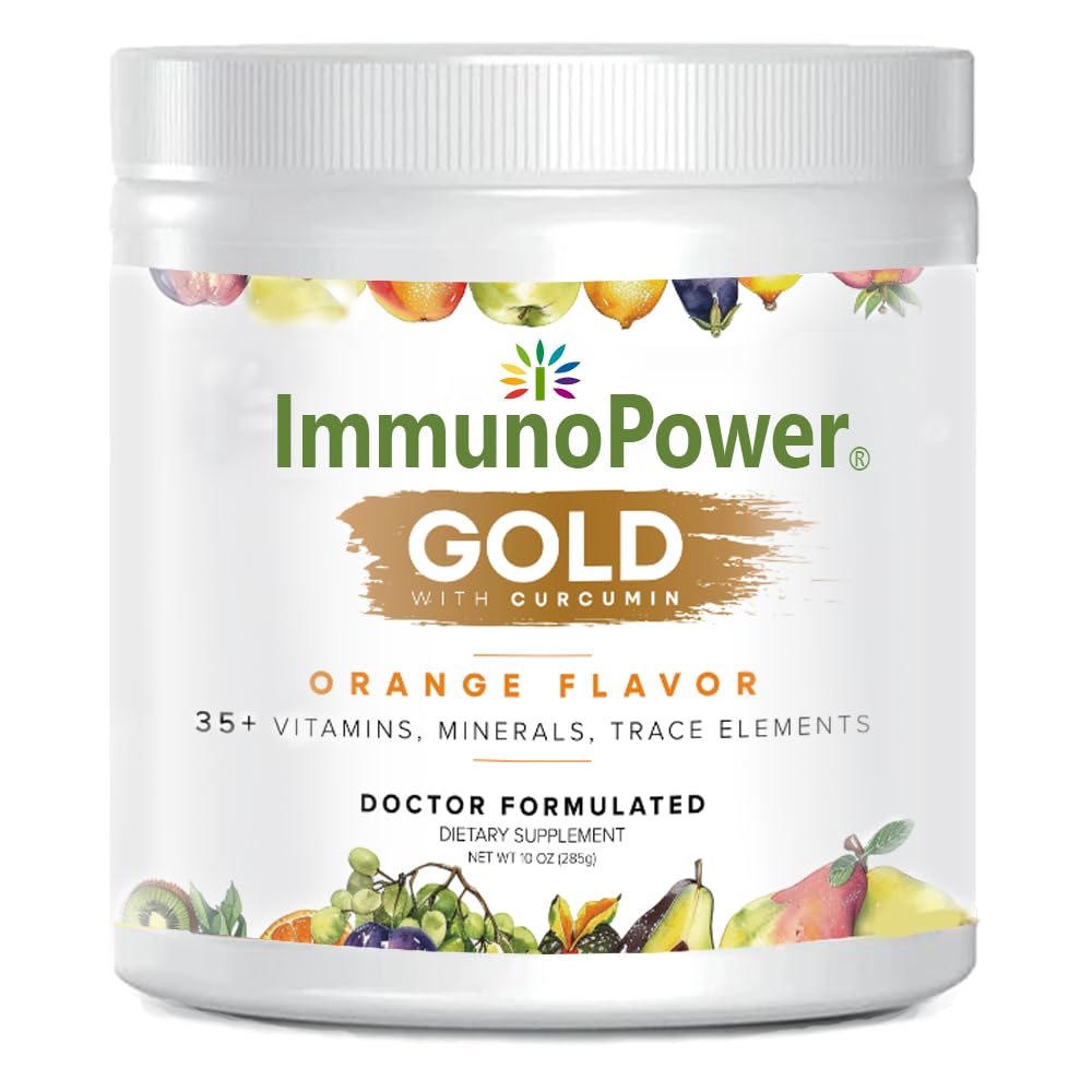 ImmunoPower Gold Turmeric Root Extract with BioPerine Immune Booster, Orange Flavor, Powder, 10 oz