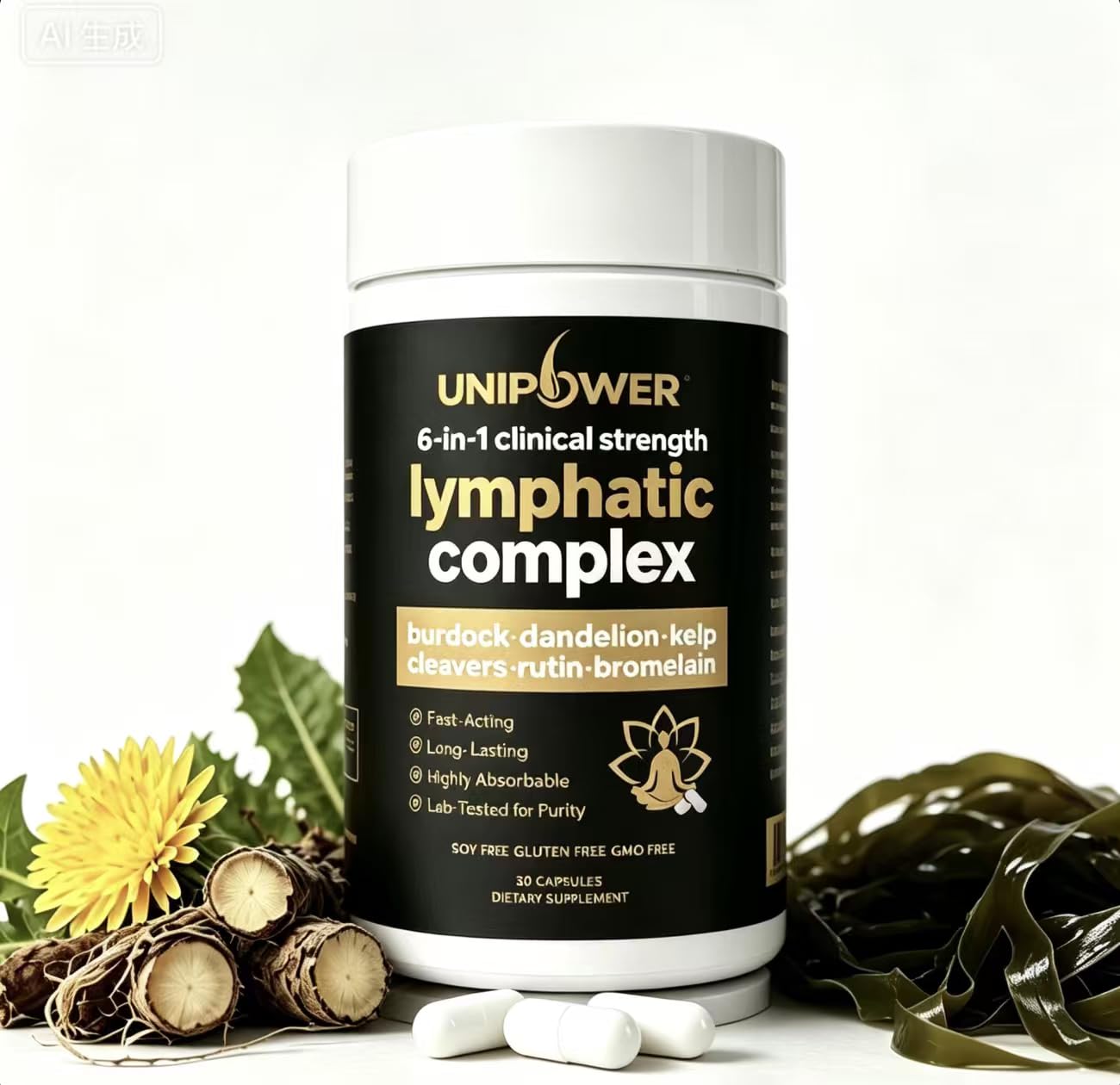 Unipower Lymphatic Drainage Capsules, 1 Count