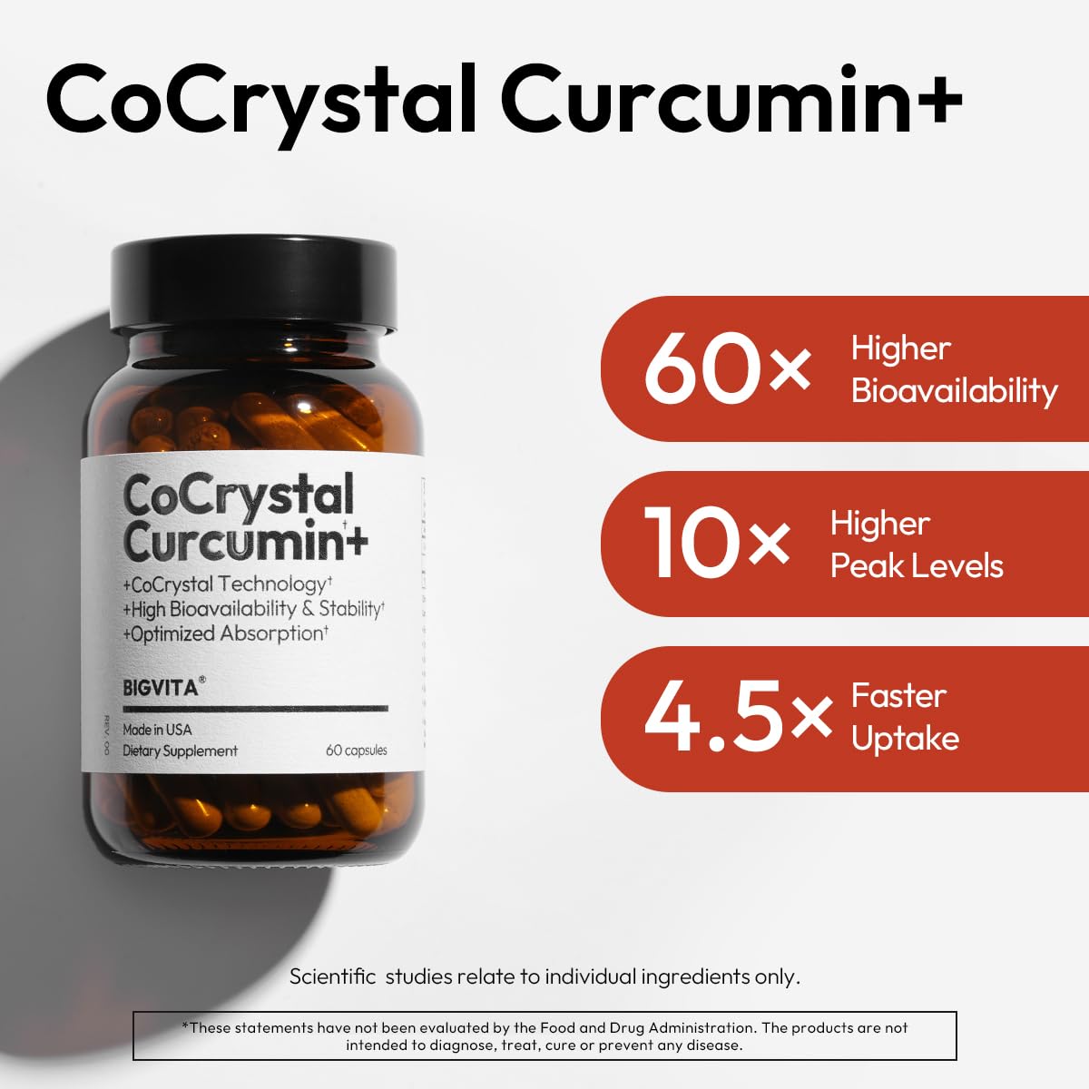 BIGVITA CoCrystal Curcumin+ Capsules, 60 Count