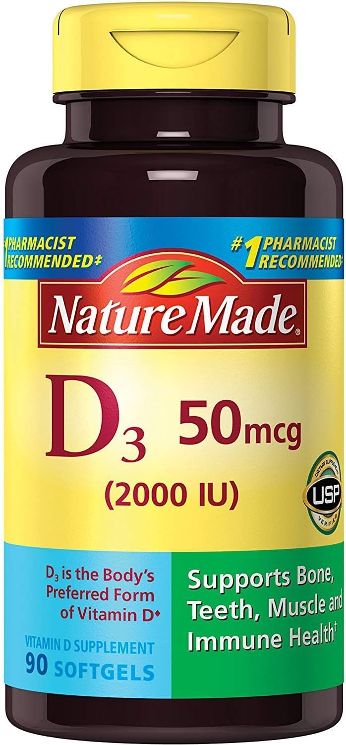 Nature Made Vitamin D3 2000 IU Softgels, 180 Softgels