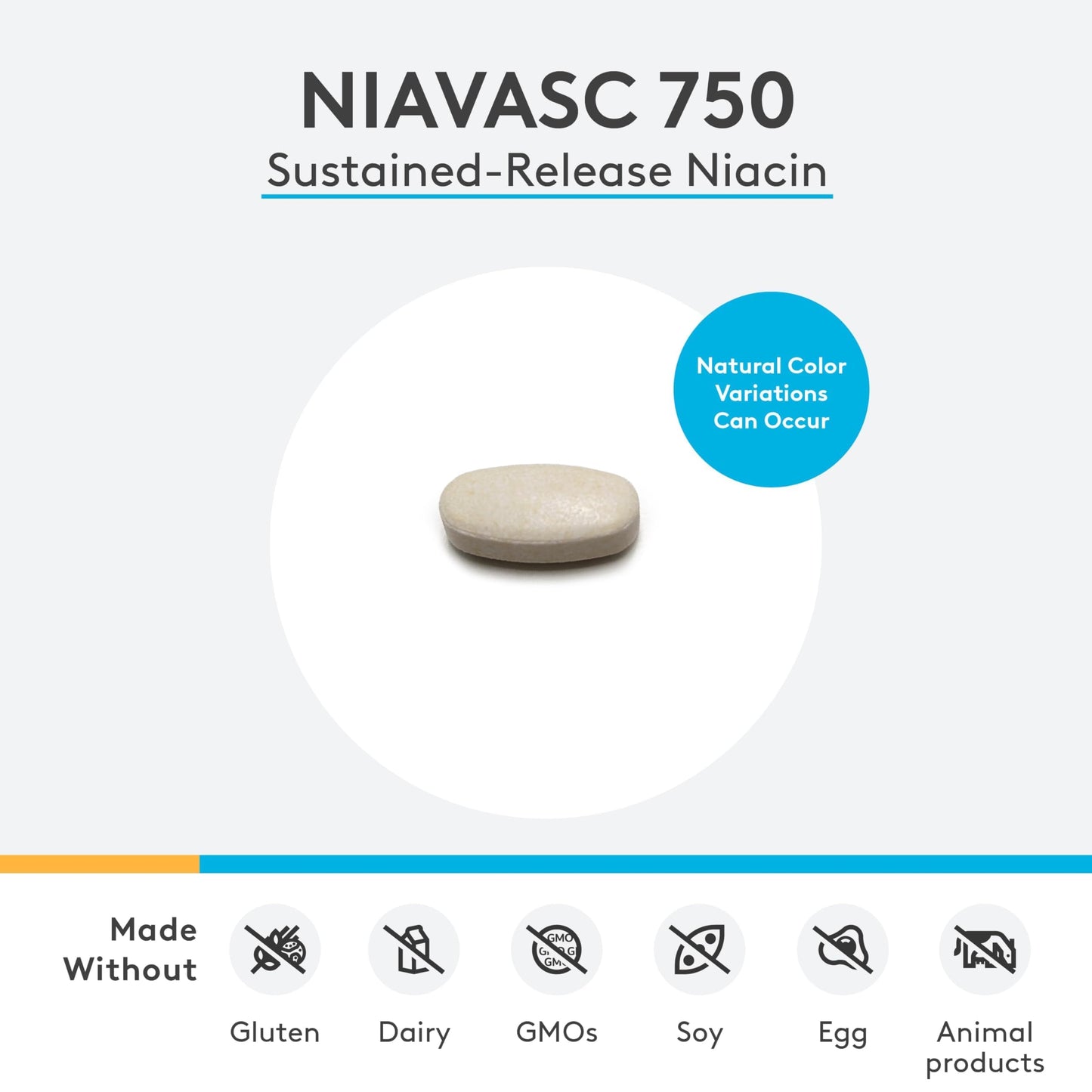 XYMOGEN NiaVasc - Sustained-Release 750 mg Niacin Tablet, 120 Count