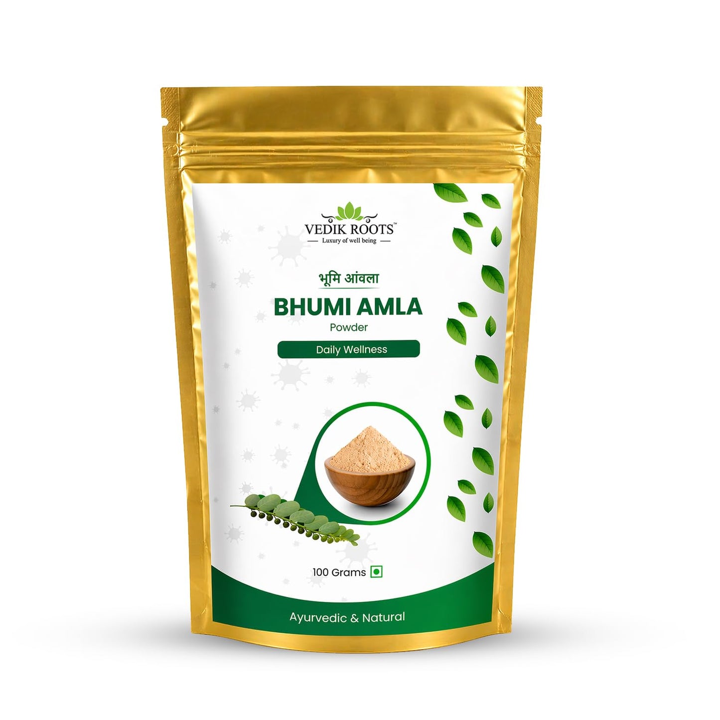 VEDIKROOTS Bhumi Amla Powder/Churn - Organic and Pure Ingredient Extract for Healthy Liver Functioning and Digestive Strength Enriched with Essential Nutrients, Powder, 3.5274