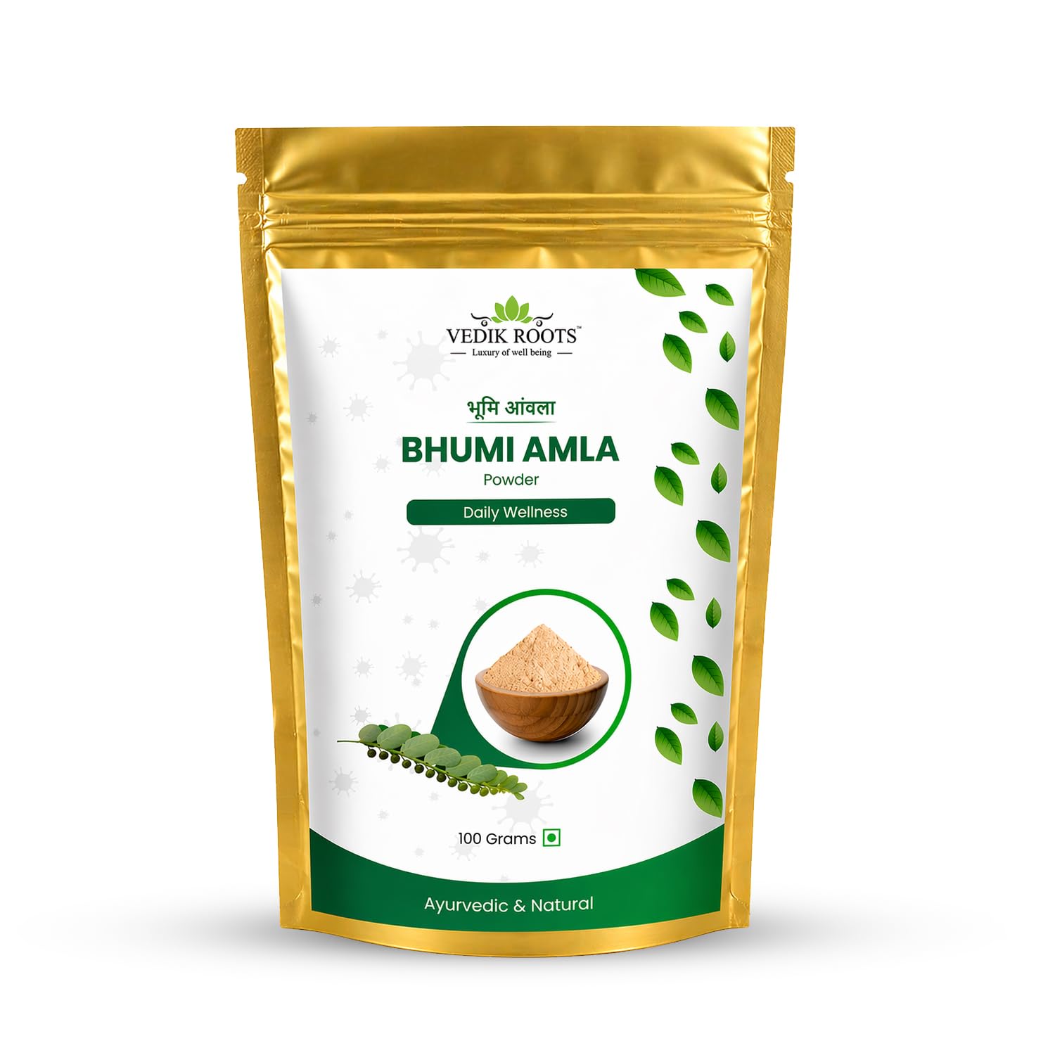 VEDIKROOTS Bhumi Amla Powder/Churn - Organic and Pure Ingredient Extract for Healthy Liver Functioning and Digestive Strength Enriched with Essential Nutrients, Powder, 3.5274
