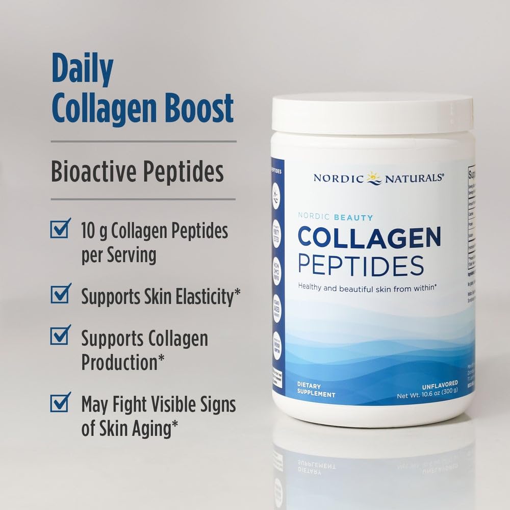Nordic Naturals Nordic Beauty Collagen Peptides Unflavored Powder, 10.6 Ounces