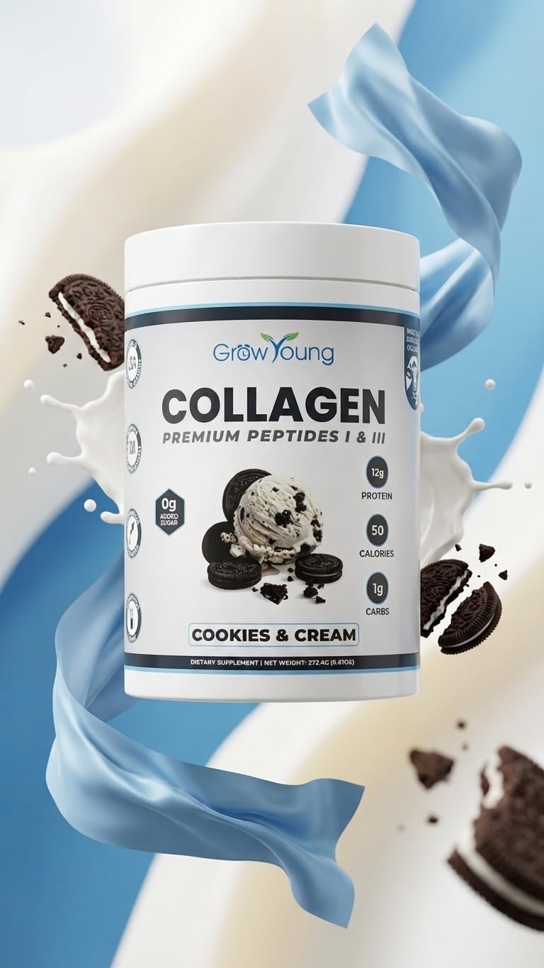 Grow Young Fitness Cookies & Cream Collagen Protein Powder, 13.5 Ounce