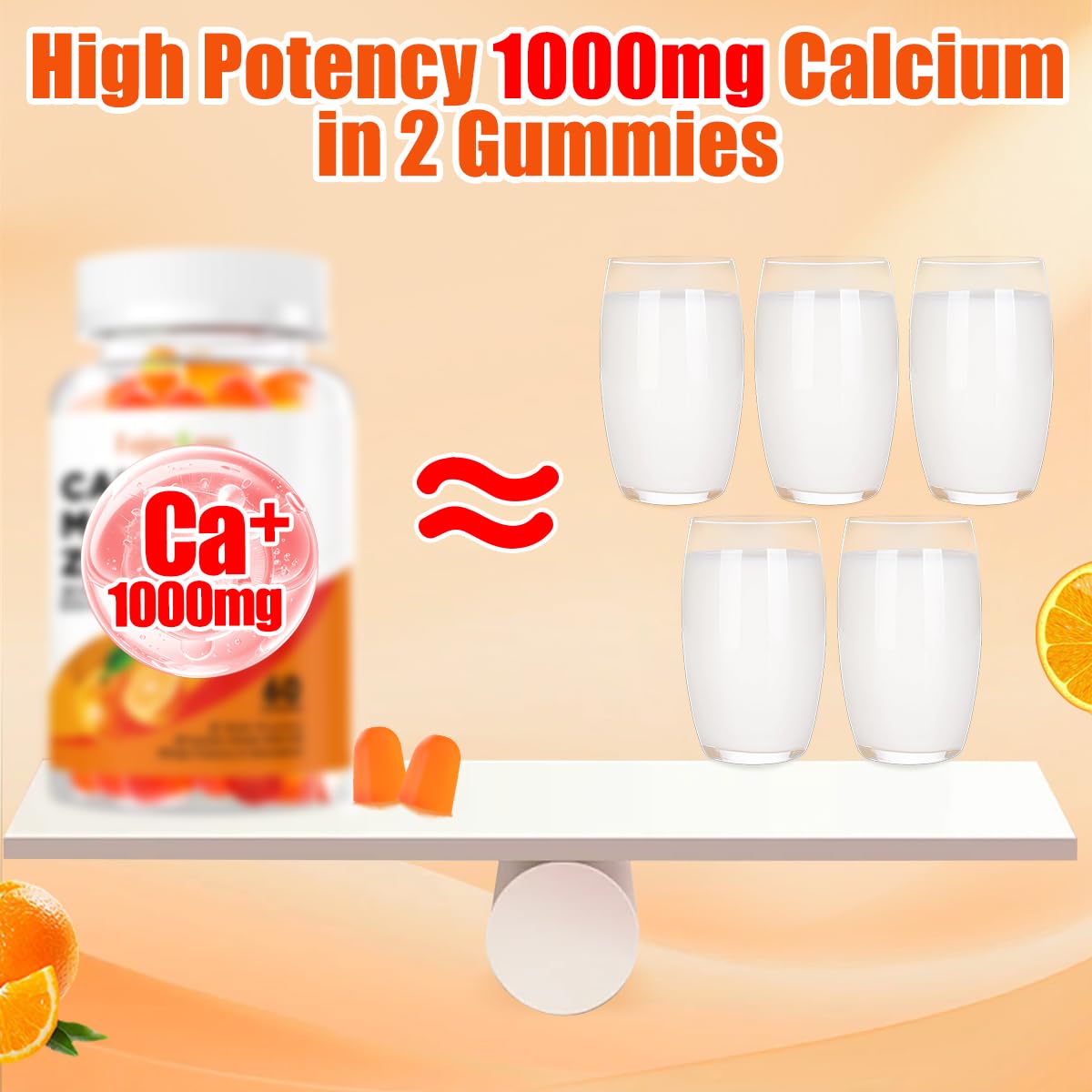 Fajeckma Calcium Magnesium Zinc Gummies, 120 Gummies