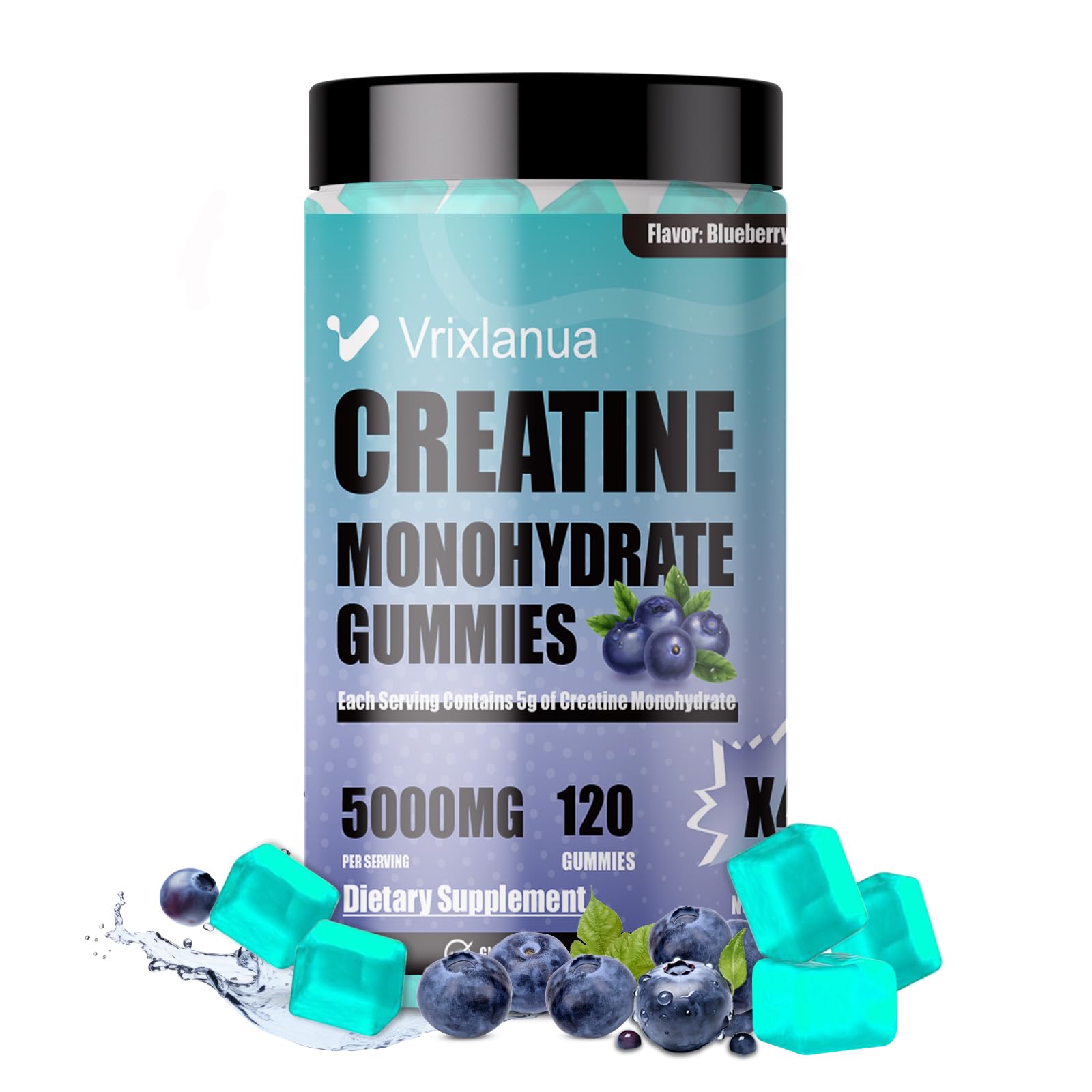 Vrixlanua Creatine Monohydrate Gummies, 120 Count