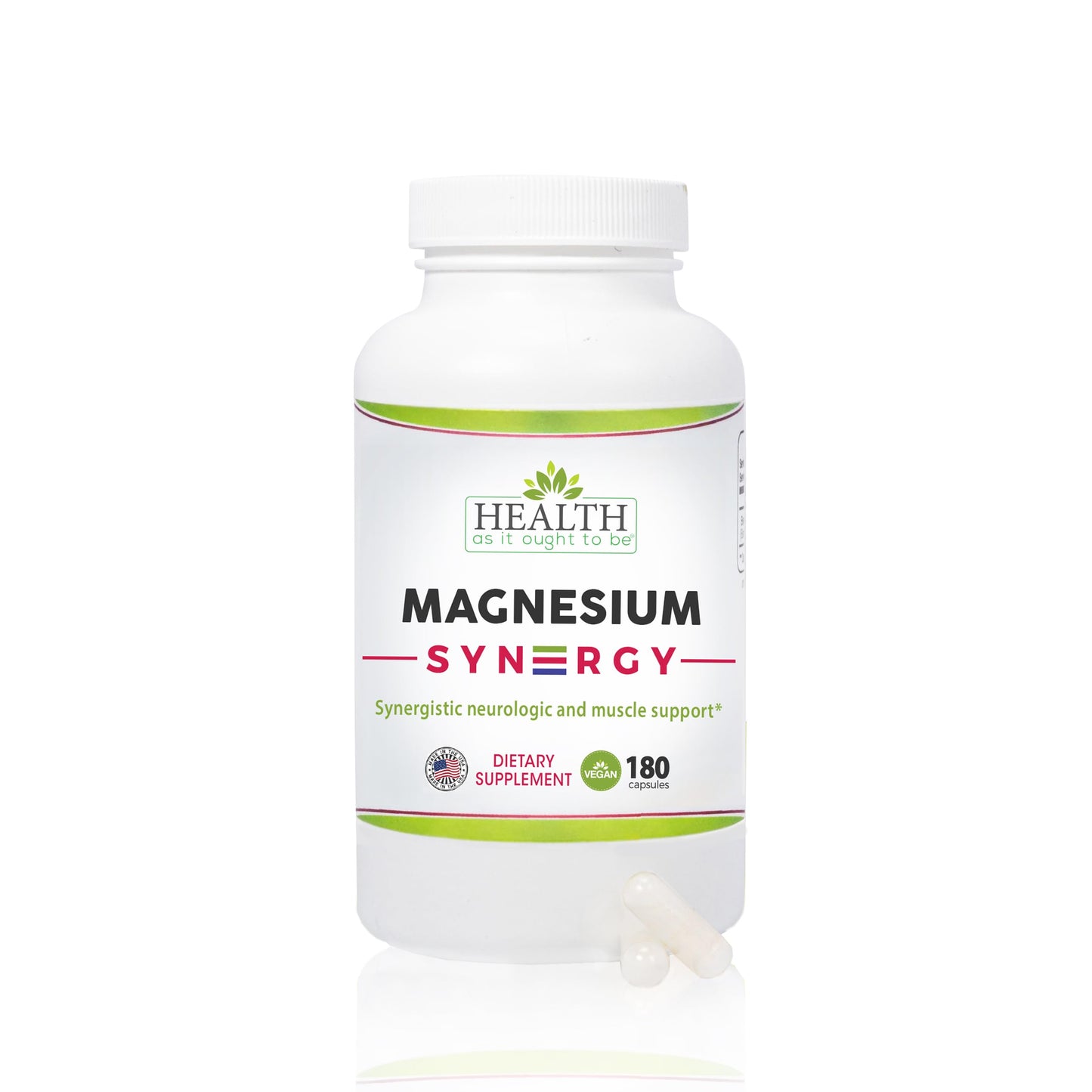 Health As It Ought To Be Magnesium Syn3rgy (Mag BisGlycinate, Mag Malate, Mag Taurate) Capsules, 180 Count
