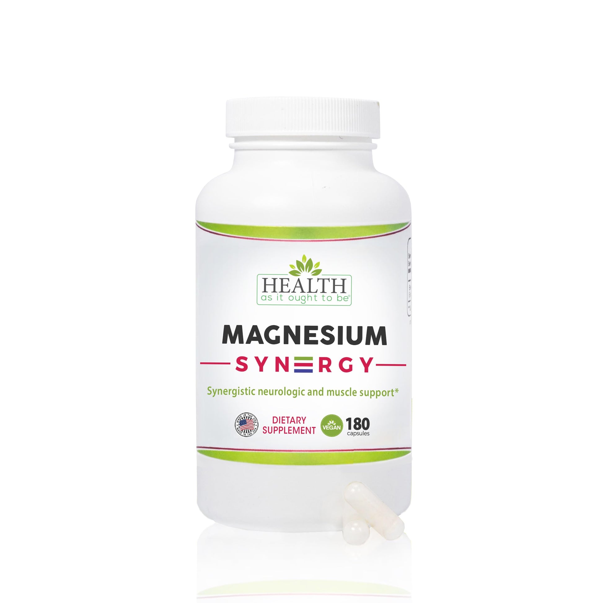 Health As It Ought To Be Magnesium Syn3rgy (Mag BisGlycinate, Mag Malate, Mag Taurate) Capsules, 180 Count