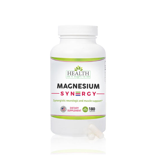 Health As It Ought To Be Magnesium Syn3rgy (Mag BisGlycinate, Mag Malate, Mag Taurate) Capsules, 180 Count