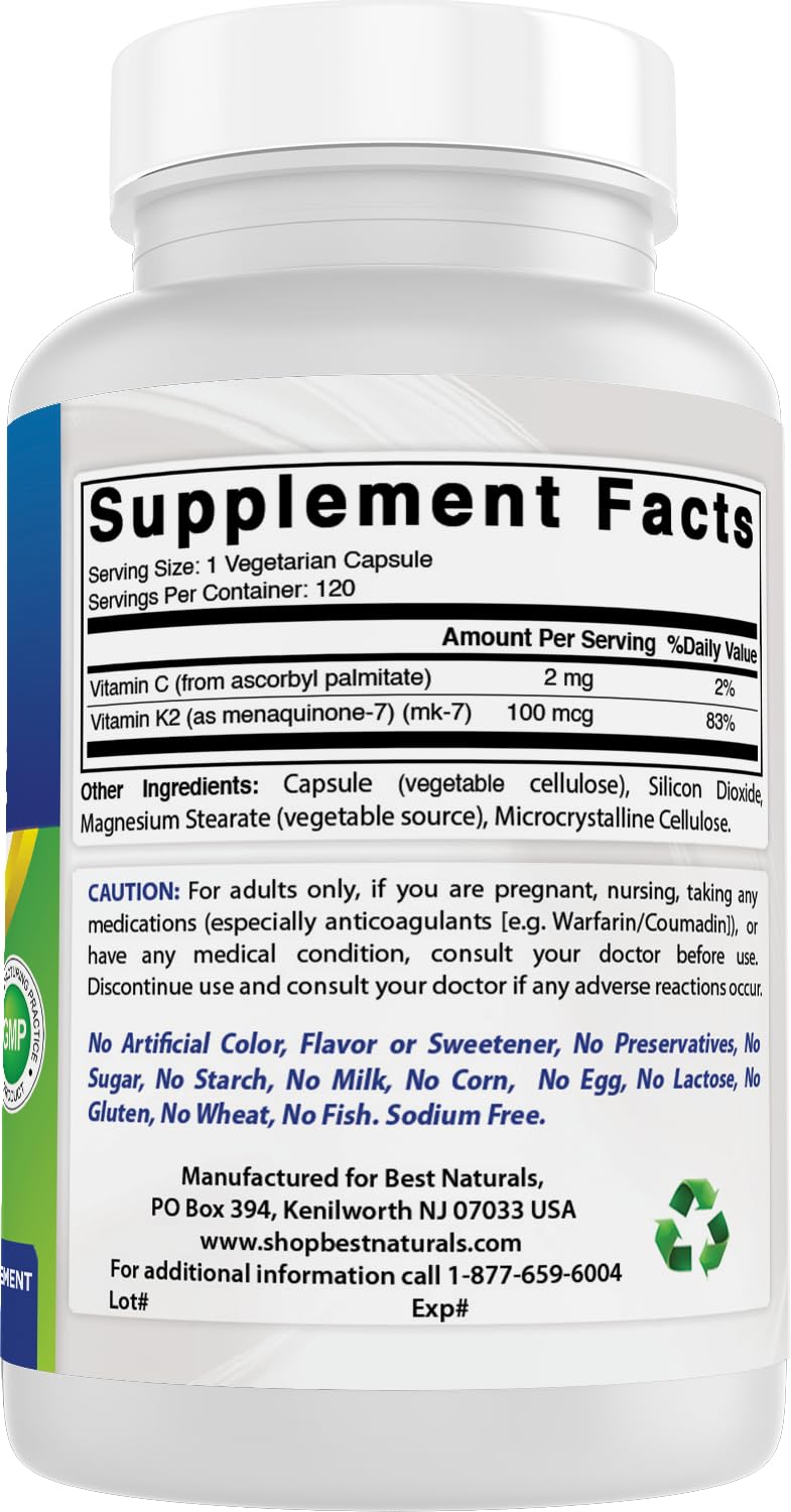 Best Naturals MK-7 Vitamin K2 100 mcg 360 Capsules
