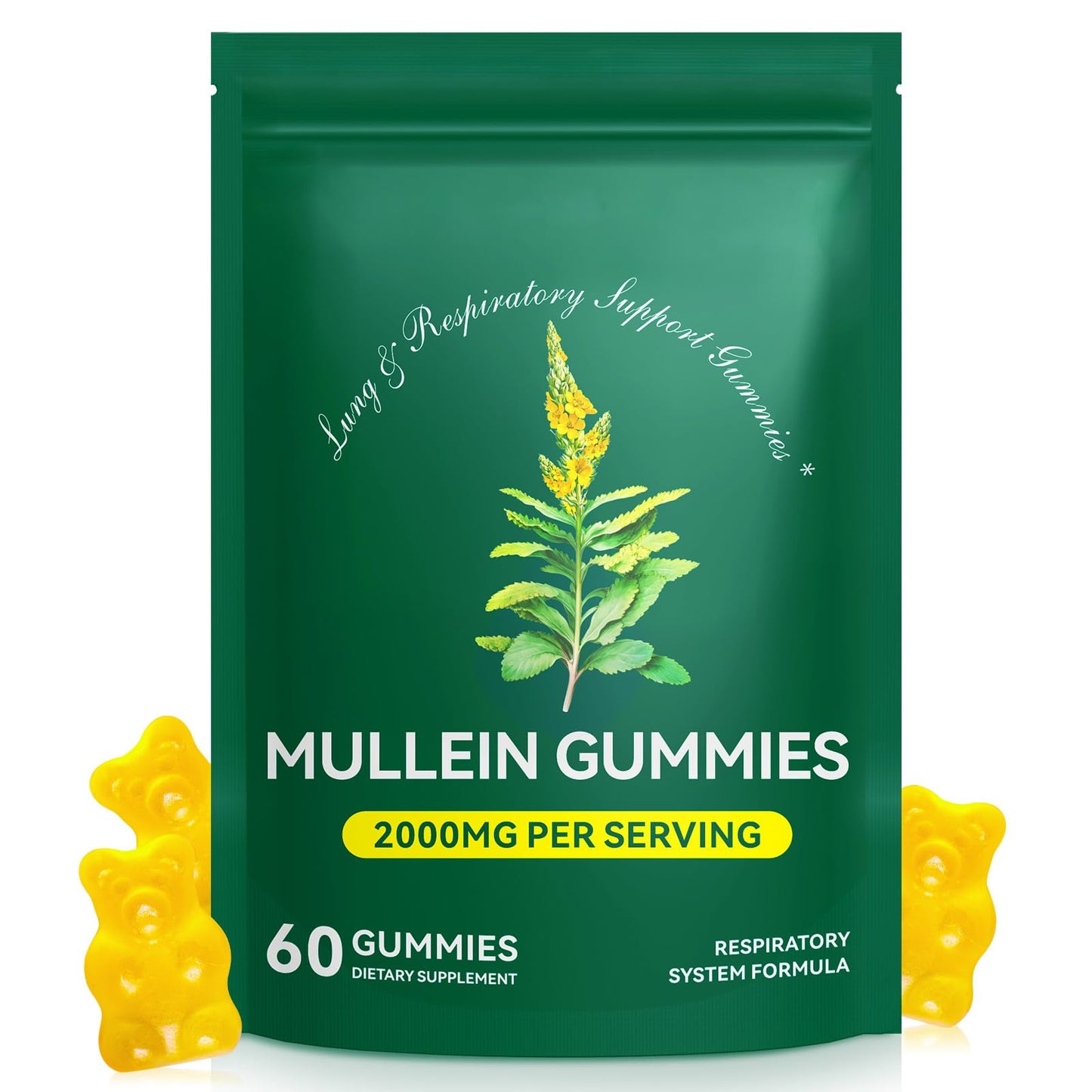 BOIUOITI Mullein Gummies for Lung Cleanse Gummy, 60 Count