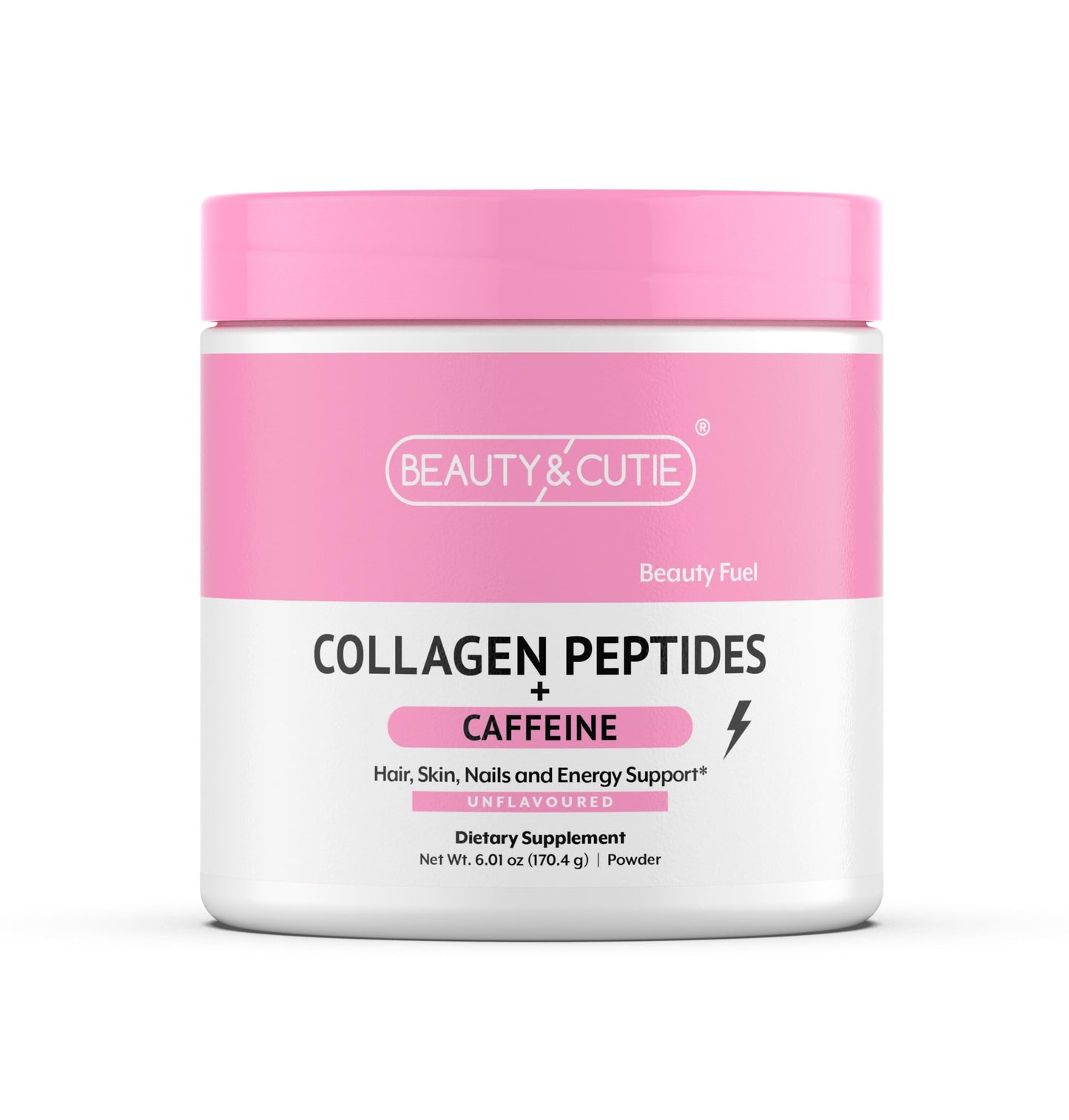 BEAUTY AND CUTIE Collagen Peptides with Caffeine 200 mg Powder 6.01 oz