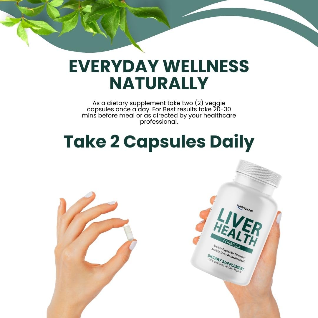 PureFight4U Liver Health Herbal Liver Support Supplement Capsule, 60 Capsules