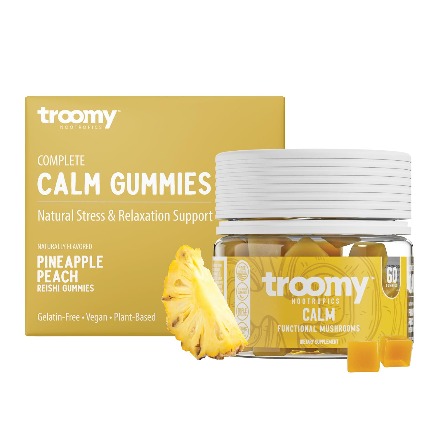 Troomy Nootropics Reishi Calm Gummies, 60 Count