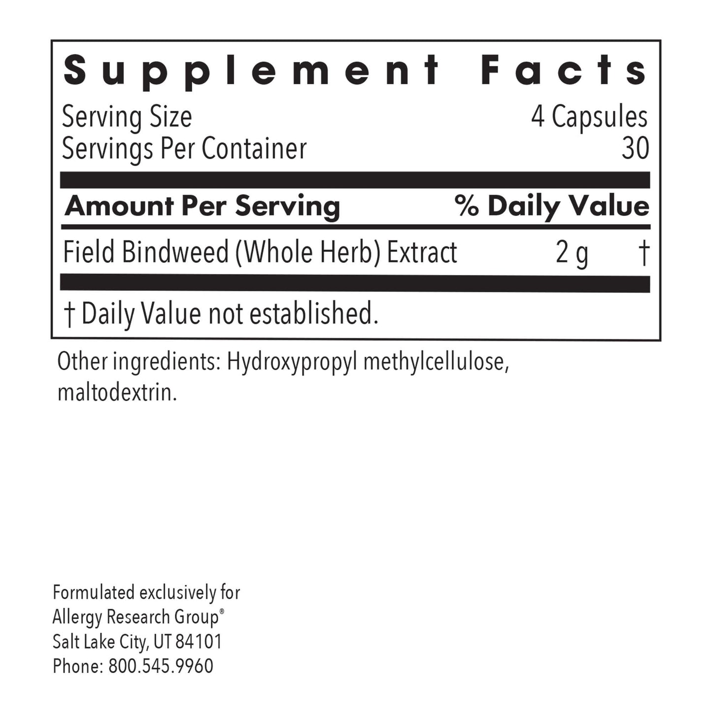 Allergy Research Group ARG VascuStatin Formula Capsule 120 Capsules