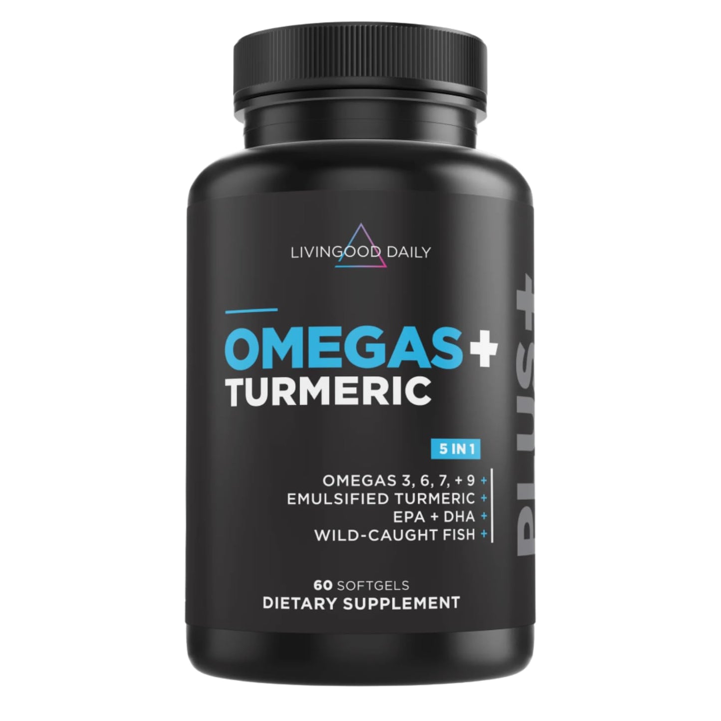 Livingood Daily Omega 3 6 9 Plus Turmeric Curcumin Supplement Softgels 60