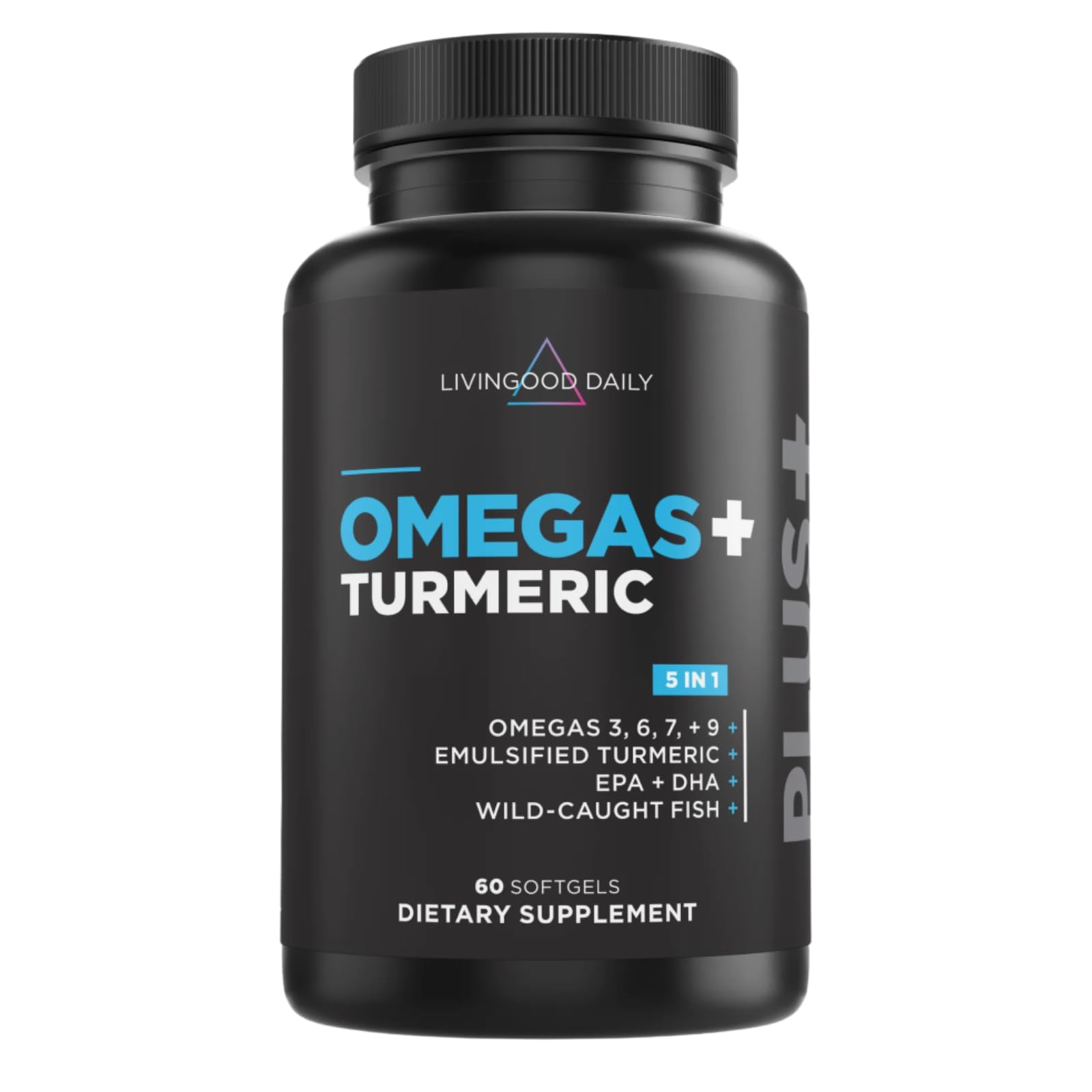 Livingood Daily Omega 3 6 9 Plus Turmeric Curcumin Supplement Softgels 60