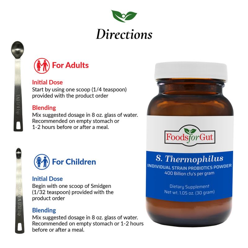 Foods For Gut Streptococcus Thermophilus Probiotic Powder, 1.05 Ounces