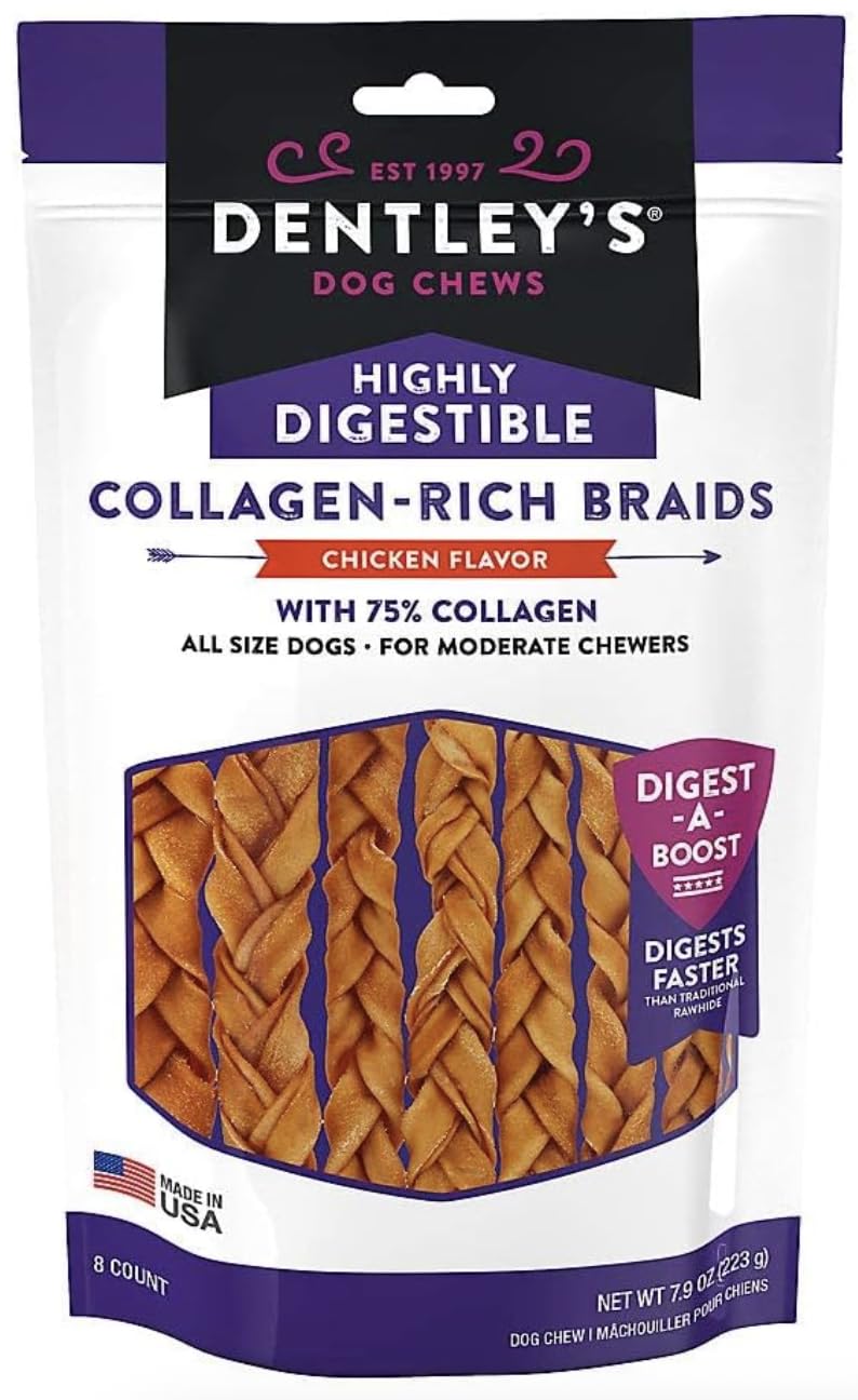 Dentleys Collagen Rich Braids Chicken Flavor Chewable 8 Count