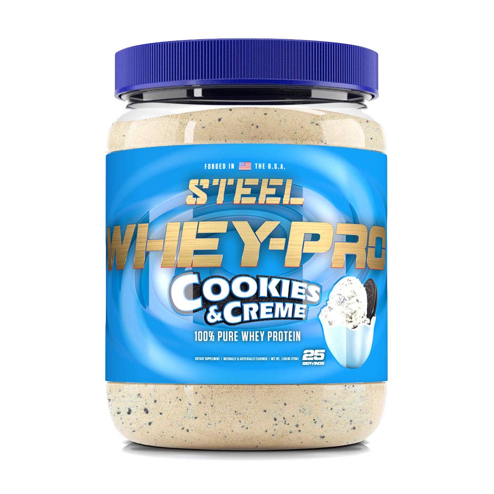 Steel Supplements Whey-Pro 100% Pure Whey Protein Powder Cookies & Creme, 25 Servings