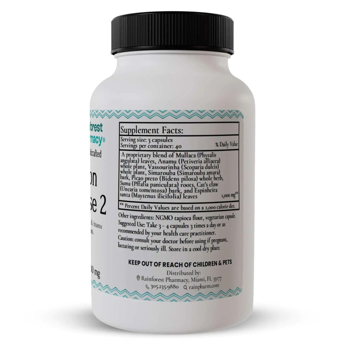 Rainforest Pharmacy N-Tense 500mg Wildcrafted Amazon Rainforest Herbal Supplement to Support Cellular Health, 120 Capsules
