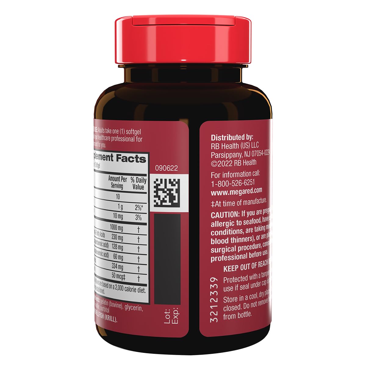 MegaRed Ultra Strength 1000mg Omega-3 Krill Oil Supplement with EPA/DHA, Astaxanthin & Phospholipids Softgels, 180 Count