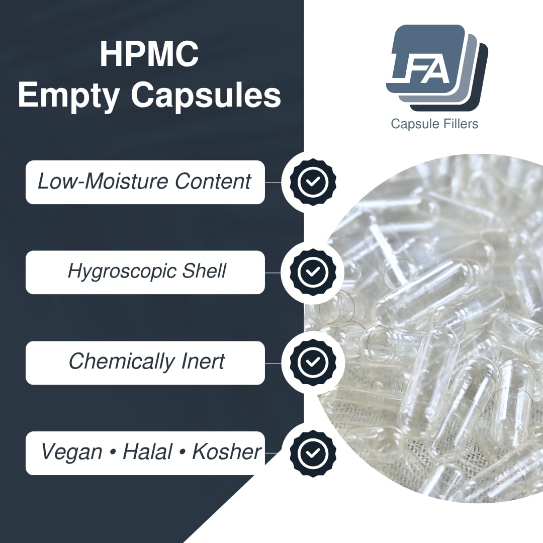 LFA Tablet Presses Vegan Empty Veggie Capsules Hypromellose (HPMC), Capsule, 120 Count