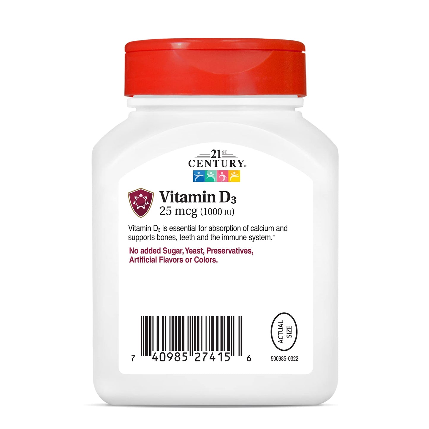 21st Century Vitamin D3 1000 IU Softgels, 500 Count